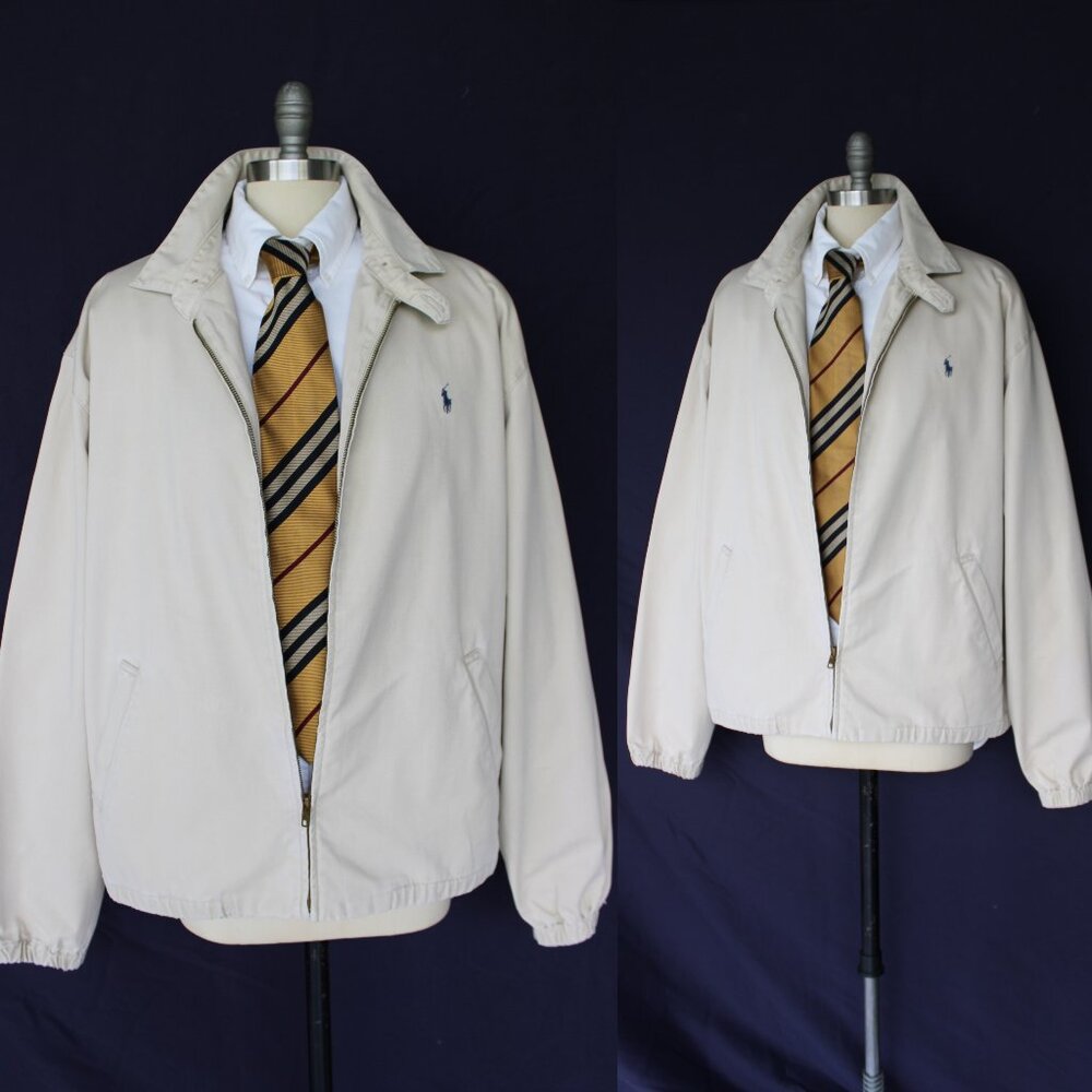 Ralph Lauren POLO Bi-Swing Bedford Khaki tan windbreaker bomber varsity Jacket